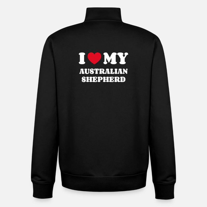 J’adore mon BERGER AUSTRALIEN - Sweat zippé unisexe en coton bio Stanley/Stella - noir