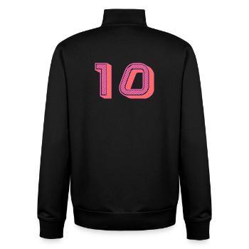 10. 10 YEARS. 10th ANNIVERSARY. 10 YEAR ANNIVERSARY. - Unisex Organic Zip Sweatshirt by Stanley/Stella - black - Back - AI Model Male 185 light (185cm)