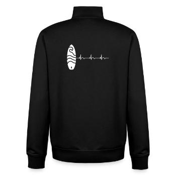 Surfboard Surfboard Surfer ECG Heartbeat - Unisex Organic Zip Sweatshirt by Stanley/Stella - black - Back - AI Model Male 185 light (185cm)