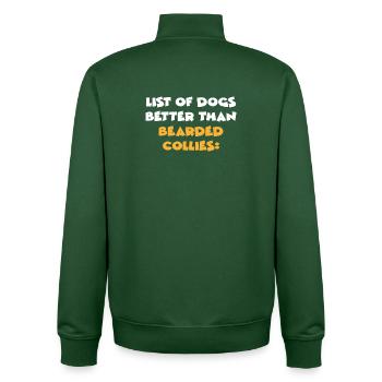 Bearded Collie - Unisex Organic Zip Sweatshirt von Stanley/Stella - Flaschengrün - Hinten - AI Model Male 185 dark (185cm)