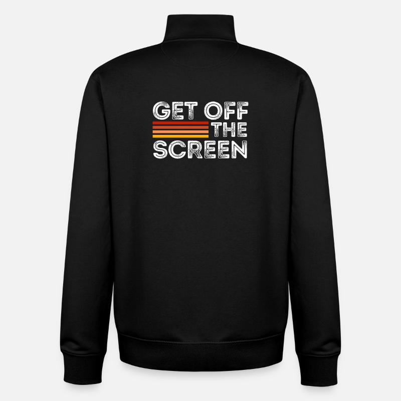 Get Off The Screen - Sweat zippé unisexe en coton bio Stanley/Stella - noir