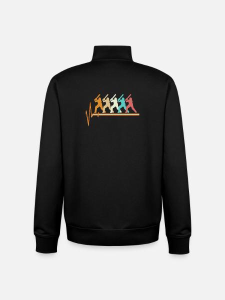 Cricket Heartbeat Retro Batsman Pulse Slogan - Unisex Organic Zip Sweatshirt by Stanley/Stella - black