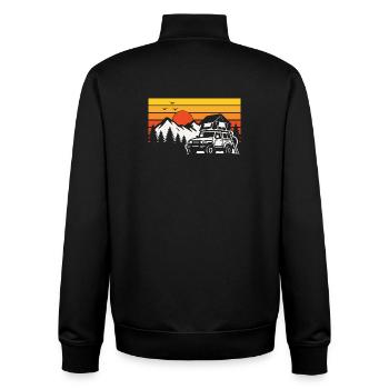 Dachzelt Camping Shirt für Offroad Fans - Unisex Organic Zip Sweatshirt von Stanley/Stella - Schwarz - Hinten - AI Model Male 185 light (185cm)