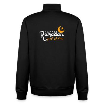 Ramadan-Nacht-Halbmond-Skript - Unisex Organic Zip Sweatshirt von Stanley/Stella - Schwarz - Hinten - AI Model Male 185 light (185cm)