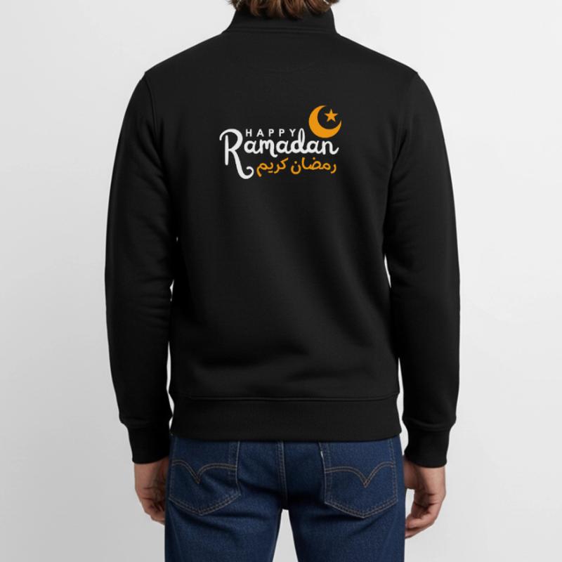 Ramadan Night Crescent Script Unisex Organic Zip Sweatshirt by Stanley/Stella