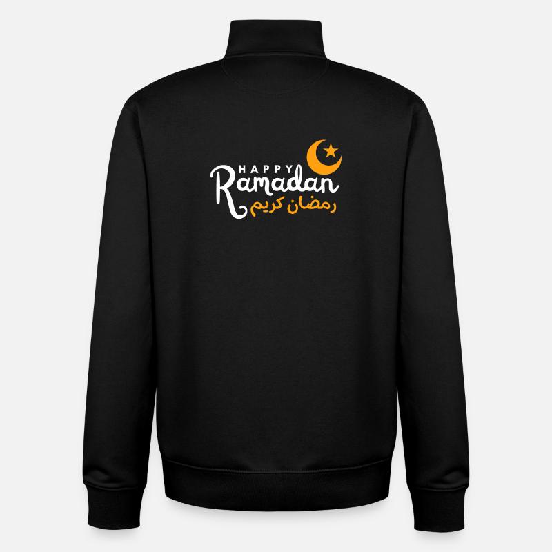 Ramadan Night Crescent Script - Unisex Organic Zip Sweatshirt by Stanley/Stella - black