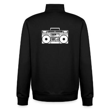 Retro Boombox Graphic Black & White - Unisex Organic Zip Sweatshirt by Stanley/Stella - black - Back - AI Model Male 185 light (185cm)