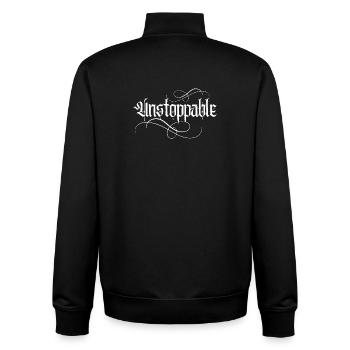 Unstoppable Lettering  - Unisex Organic Zip Sweatshirt von Stanley/Stella - Schwarz - Hinten - AI Model Male 185 light (185cm)