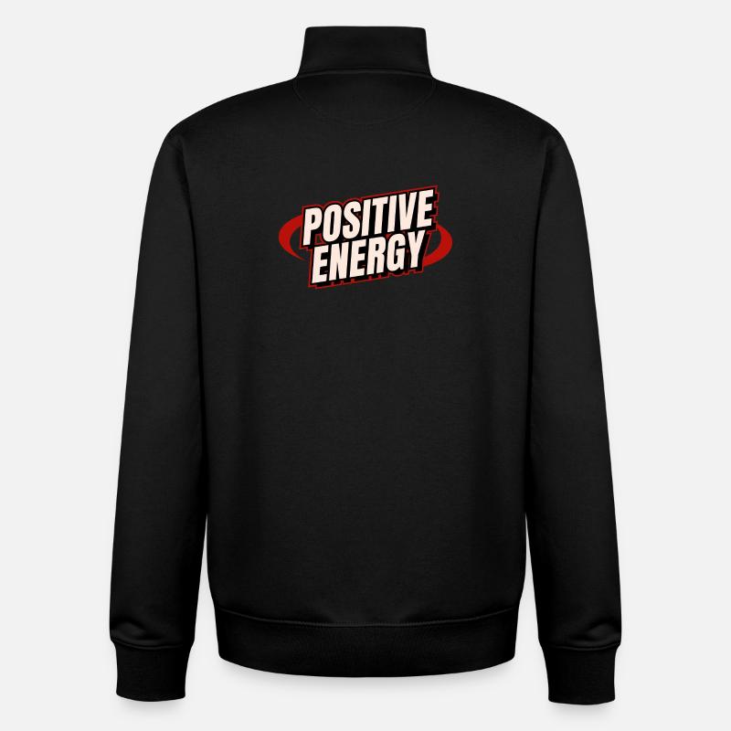 Énergie positive - Sweat zippé unisexe en coton bio Stanley/Stella - noir