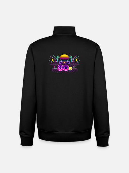 Neon 80s Boombox Sunset - Unisex Organic Zip Sweatshirt by Stanley/Stella - black
