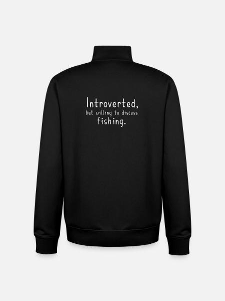 Introvert Angler Funny Fishing Gift - Unisex Organic Zip Sweatshirt by Stanley/Stella - black