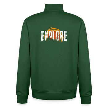 Entdecken Sie Forest Sunrise - Unisex Organic Zip Sweatshirt von Stanley/Stella - Flaschengrün - Hinten - AI Model Male 185 dark (185cm)