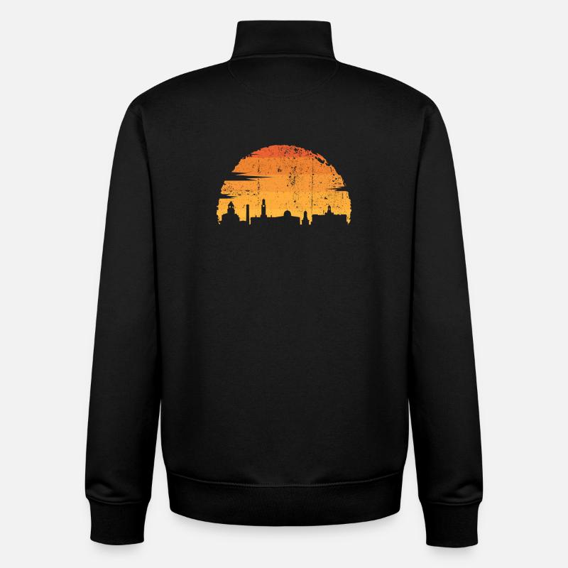 Sunset Skyline Silhouette - Unisex Organic Zip Sweatshirt by Stanley/Stella - black