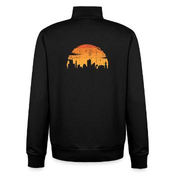 Silhouette de la ville du coucher de soleil - Sweat zippé unisexe en coton bio Stanley/Stella - noir - Dos - AI Model Male 185 light (185cm)