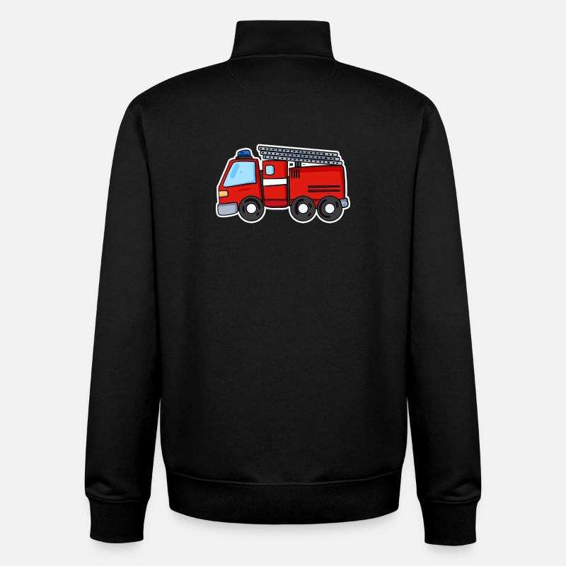 Camion de pompiers - Sweat zippé unisexe en coton bio Stanley/Stella - noir
