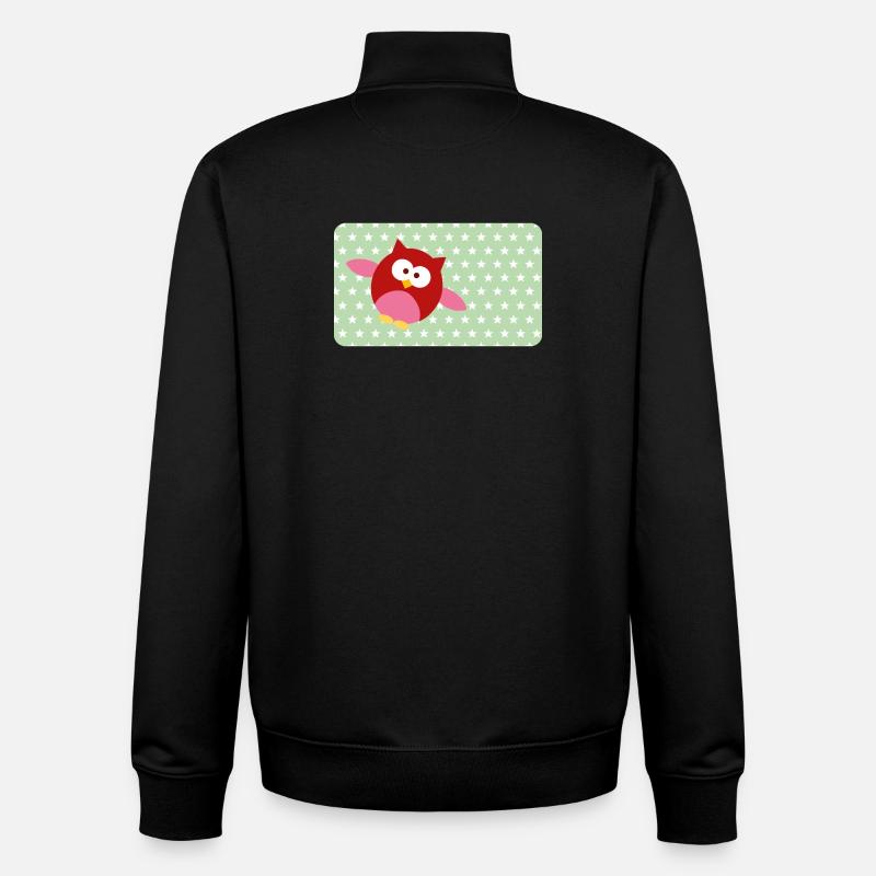 Lustige Eule mit Sternchen grün | personalisierbar - Unisex Organic Zip Sweatshirt von Stanley/Stella - Schwarz