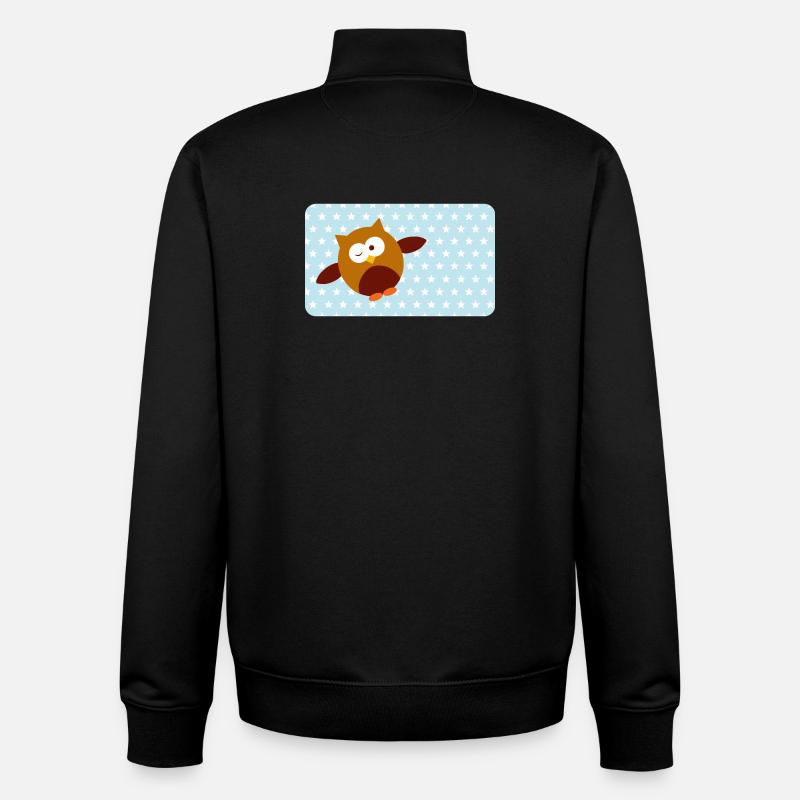 Lustige Eule mit Sternchen blau | personalisierbar - Unisex Organic Zip Sweatshirt von Stanley/Stella - Schwarz