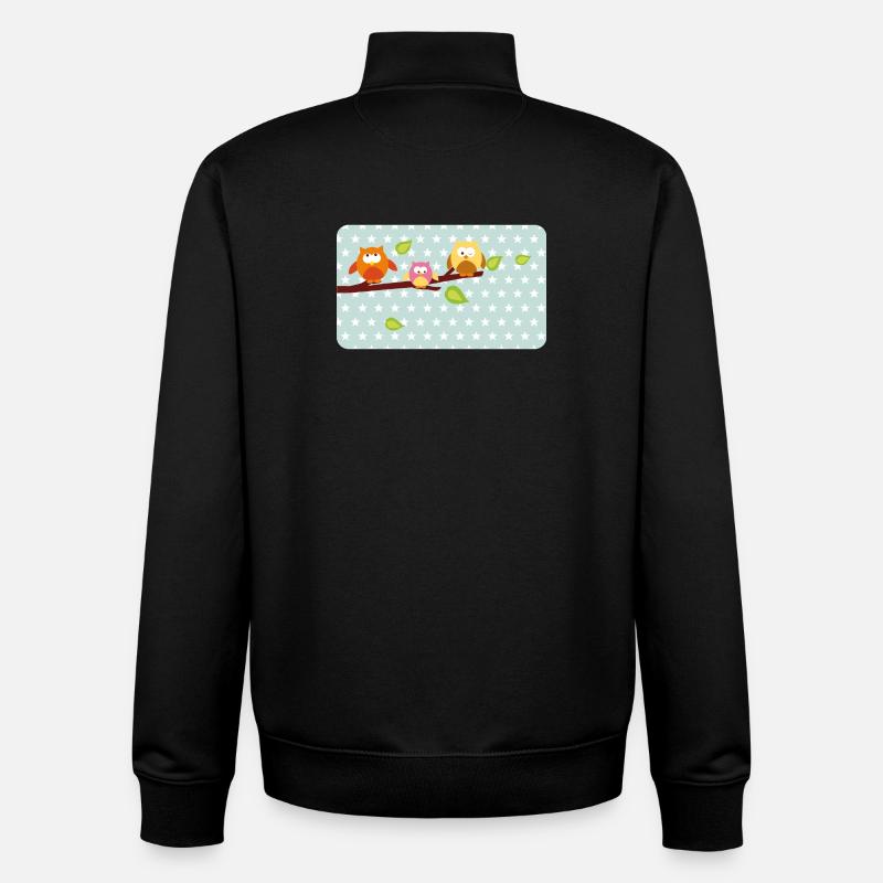 Kleine Eulen mit Sternchen mint | personalisierbar - Unisex Organic Zip Sweatshirt von Stanley/Stella - Schwarz