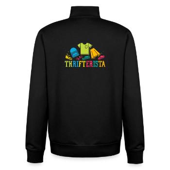 Thrift Shopper Thrifterista Thrift Store - Unisex Organic Zip Sweatshirt von Stanley/Stella - Schwarz - Hinten - AI Model Male 185 light (185cm)