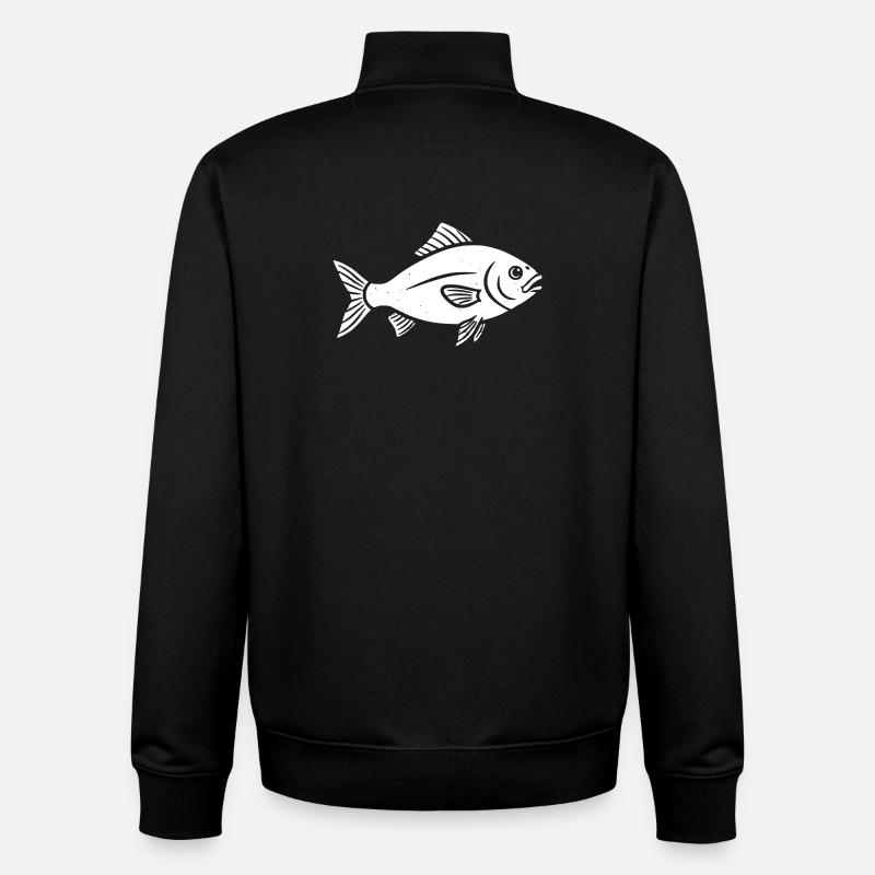 Poisson poisson vecteur pêche conception - Sweat zippé unisexe en coton bio Stanley/Stella - noir