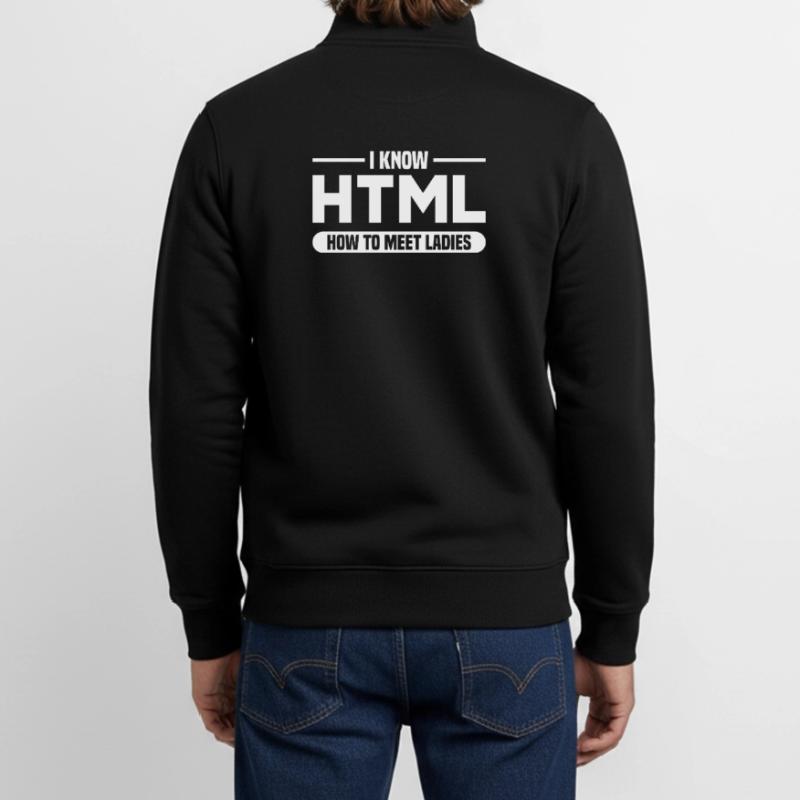 HTML Humor Code Programmer Saying Unisex Organic Zip Sweatshirt by Stanley/Stella