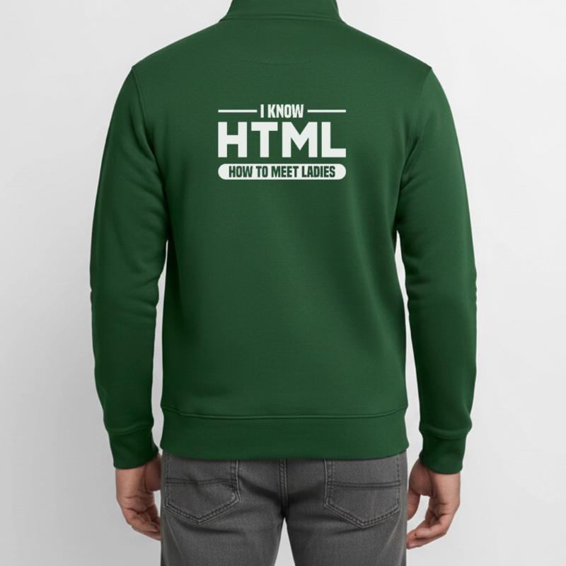 HTML Humor Code Programmer Saying Unisex Organic Zip Sweatshirt by Stanley/Stella
