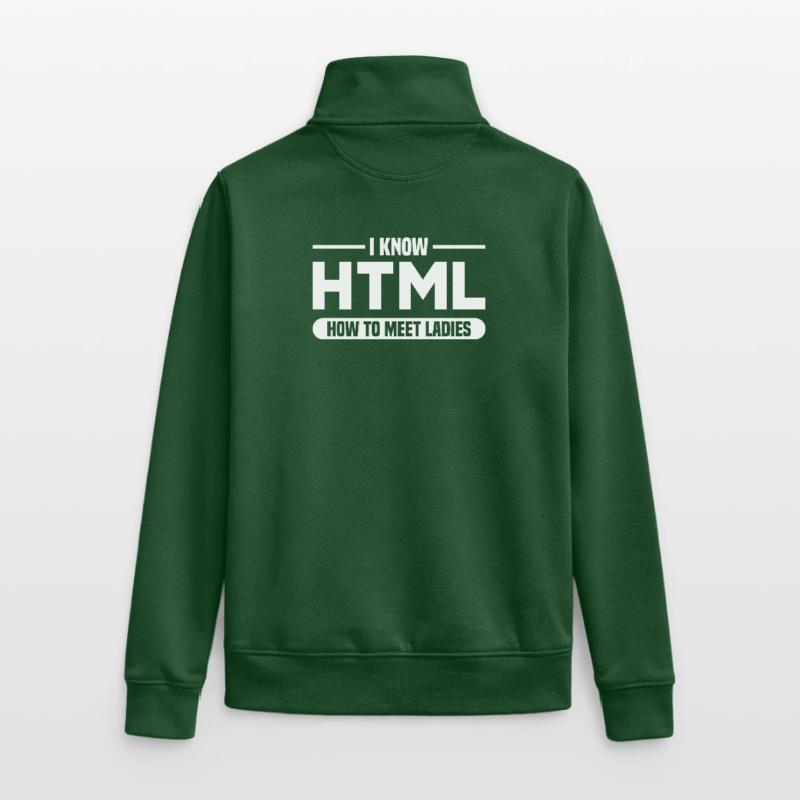 HTML Humor Code Programmer Saying Unisex Organic Zip Sweatshirt by Stanley/Stella