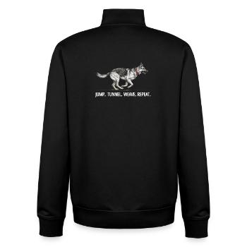 Agility Schäferhund Jump Tunnel Repeat - Unisex Organic Zip Sweatshirt von Stanley/Stella - Schwarz - Hinten - AI Model Male 185 light (185cm)