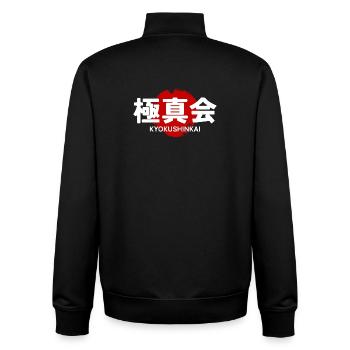 Kyokushin Karate Dojo GYM Kanji japonais - Sweat zippé unisexe en coton bio Stanley/Stella - noir - Dos - AI Model Male 185 light (185cm)