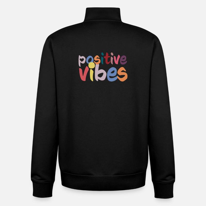 Ondes positives - Sweat zippé unisexe en coton bio Stanley/Stella - noir