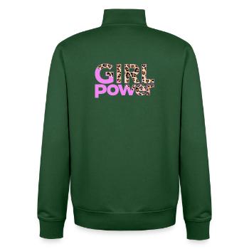 Imprimé léopard Typographie GIRL POWER - Sweat zippé unisexe en coton bio Stanley/Stella - vert bouteille - Dos - AI Model Male 185 dark (185cm)
