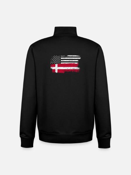 Grunge US Danish Flag Fusion - Unisex Organic Zip Sweatshirt by Stanley/Stella - black