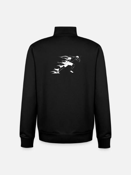 Friidrott Sport Träning Symbol Runner Grafik - Unisex sweatshirt med dragkedja i ekologisk bomull Stanley/Stella - svart
