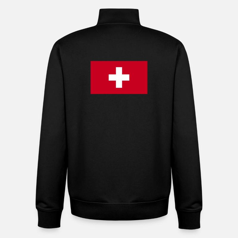 Schweiz Flagge - Unisex Organic Zip Sweatshirt von Stanley/Stella - Schwarz
