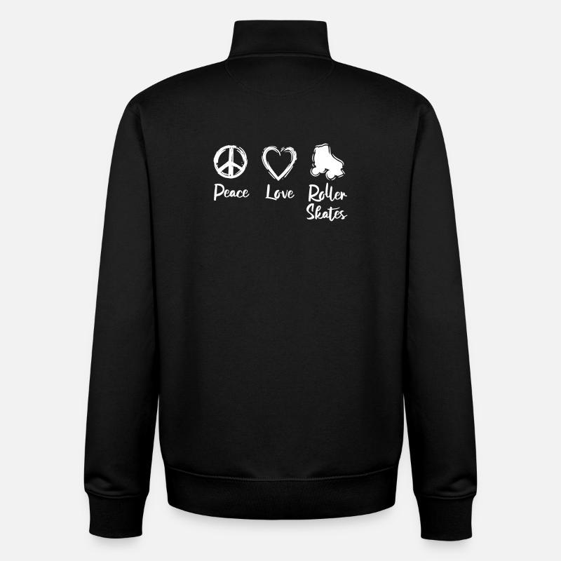 Peace Love Roller Skates - Sweat zippé unisexe en coton bio Stanley/Stella - noir