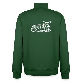 Katze weiß Silhouette Geschenk Katzenliebhaber - Unisex Organic Zip Sweatshirt von Stanley/Stella - Flaschengrün - Hinten - AI Model Male 185 dark (185cm)