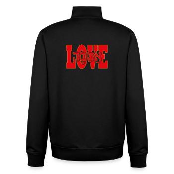Love in Hebrew - Unisex Organic Zip Sweatshirt by Stanley/Stella - black - Back - AI Model Male 185 light (185cm)