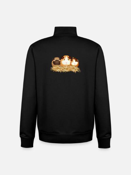 Tre søde marsvin i halm – Friends - Stanley/Stella unisex sweatshirt med lynlås i økologisk - sort