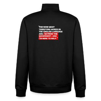 Ich bin von der Regierung - Unisex Organic Zip Sweatshirt von Stanley/Stella - Schwarz - Hinten - AI Model Male 185 light (185cm)