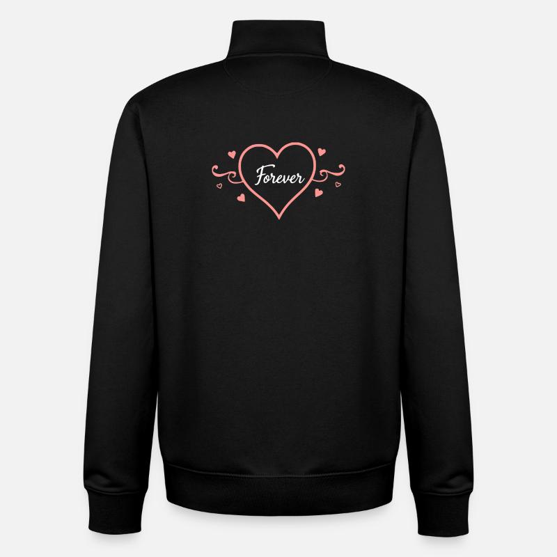 Cadeau de la Saint-Valentin en forme de cœur rose - Sweat zippé unisexe en coton bio Stanley/Stella - noir