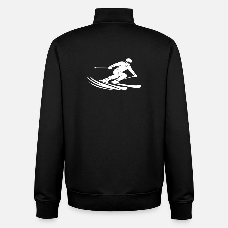 Ski Silhouette - Sweat zippé unisexe en coton bio Stanley/Stella - noir