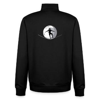 Das Zen des Gleichgewichts: Slacklining vom Mond - Unisex Organic Zip Sweatshirt von Stanley/Stella - Schwarz - Hinten - AI Model Male 185 light (185cm)