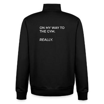 On the way to training. Really. - Unisex Organic Zip Sweatshirt by Stanley/Stella - black - Back - AI Model Male 185 light (185cm)