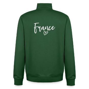 France Cœur Femmes Amour France - Sweat zippé unisexe en coton bio Stanley/Stella - vert bouteille - Dos - AI Model Male 185 dark (185cm)