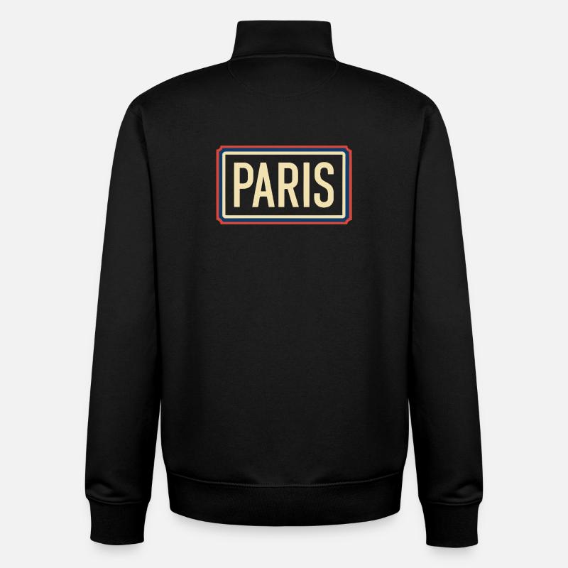 Paris Retro Badge Emblem - Sweat zippé unisexe en coton bio Stanley/Stella - noir