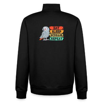 Papagei Grau - Unisex Organic Zip Sweatshirt von Stanley/Stella - Schwarz - Hinten - AI Model Male 185 light (185cm)