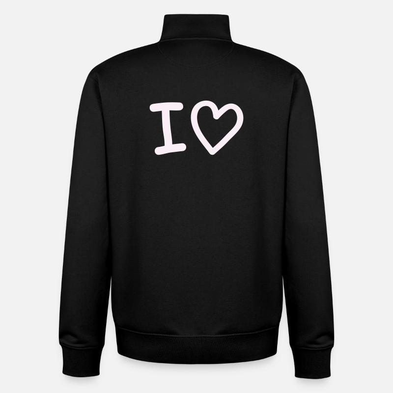 i_love - Sweat zippé unisexe en coton bio Stanley/Stella - noir