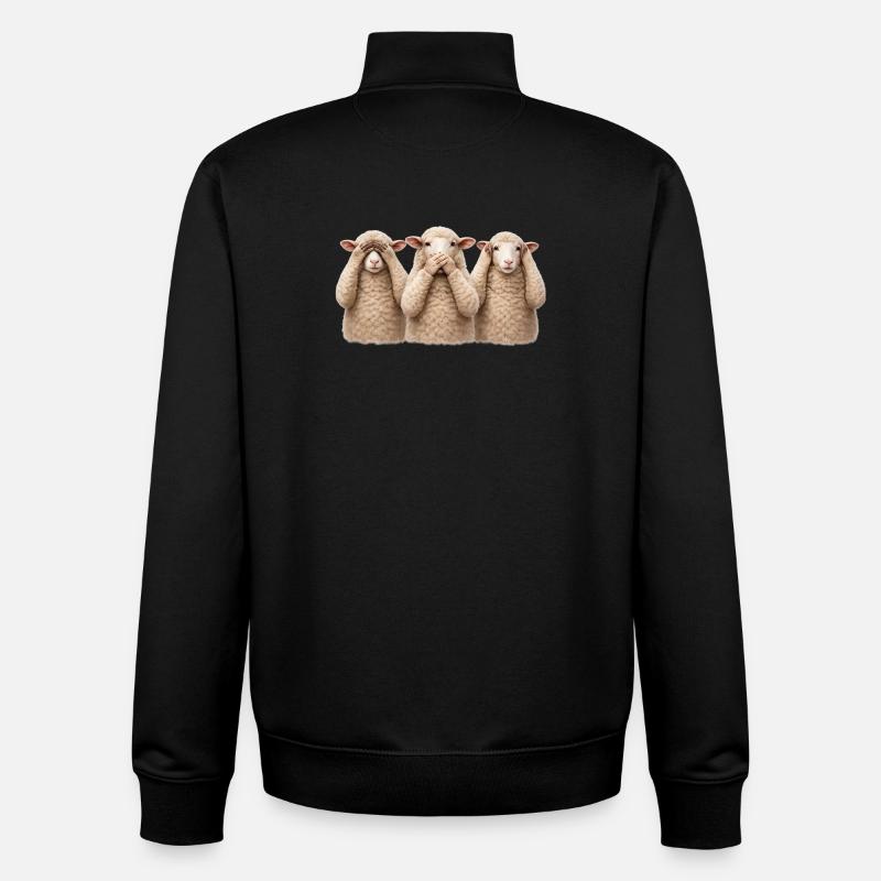 Les Trois Moutons - Sweat zippé unisexe en coton bio Stanley/Stella - noir