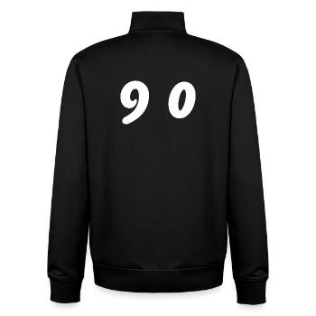 90. 90 JAHRE. 90-JÄHRIGES JUBILÄUM. 90-JÄHRIGES JUBILÄUM. - Unisex Organic Zip Sweatshirt von Stanley/Stella - Schwarz - Hinten - AI Model Male 185 light (185cm)