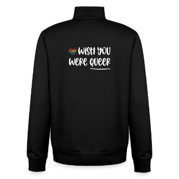 LGBT Pride Month - Wish You Were Queer - Unisex Organic Zip Sweatshirt by Stanley/Stella - black - Back - AI Model Male 185 light (185cm)